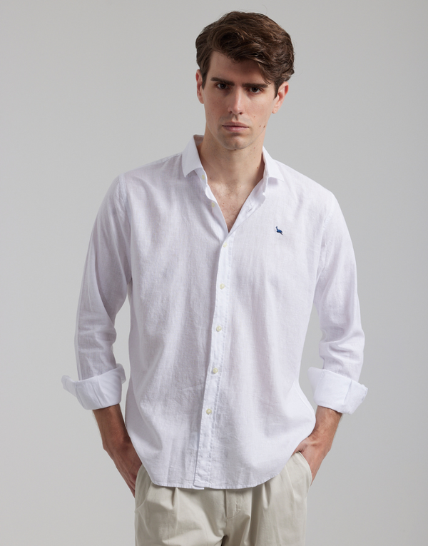 Camisa mix lino algodón blanca