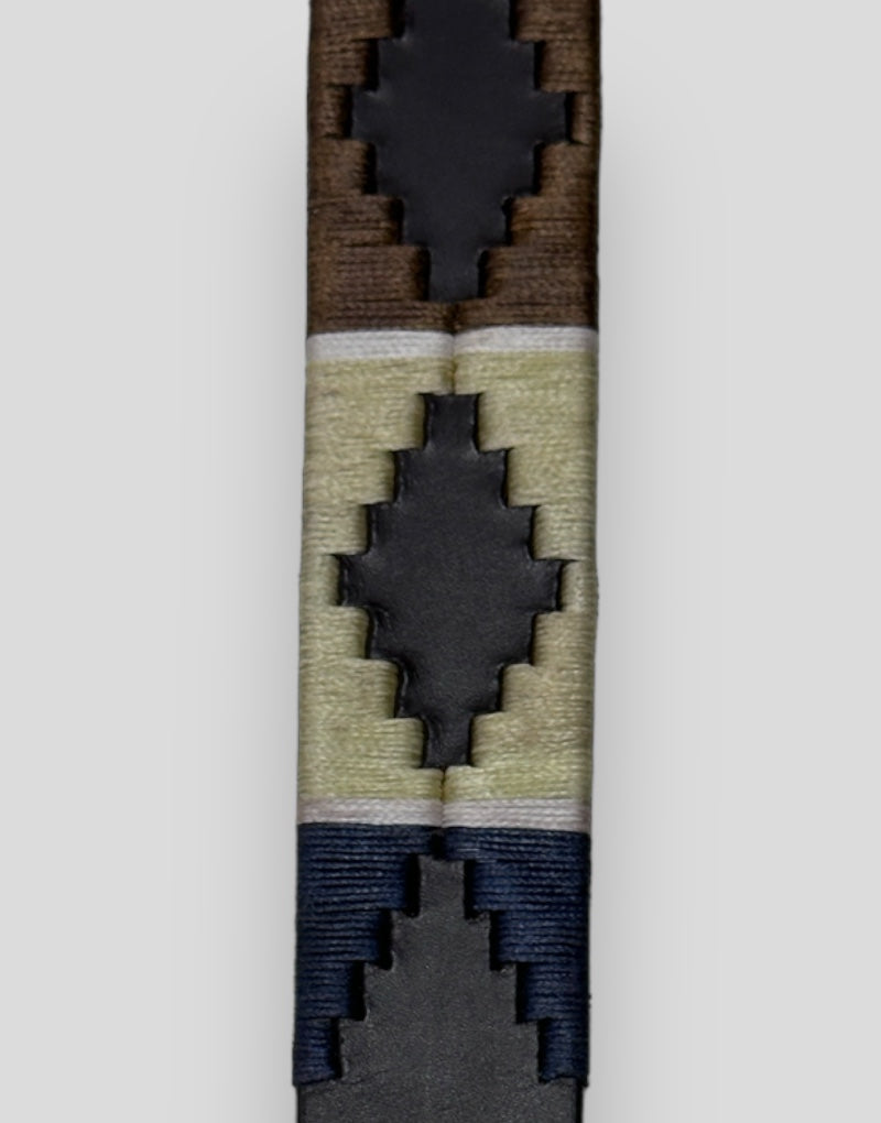 Cinturón argentino tricolor beige, marrón y marino