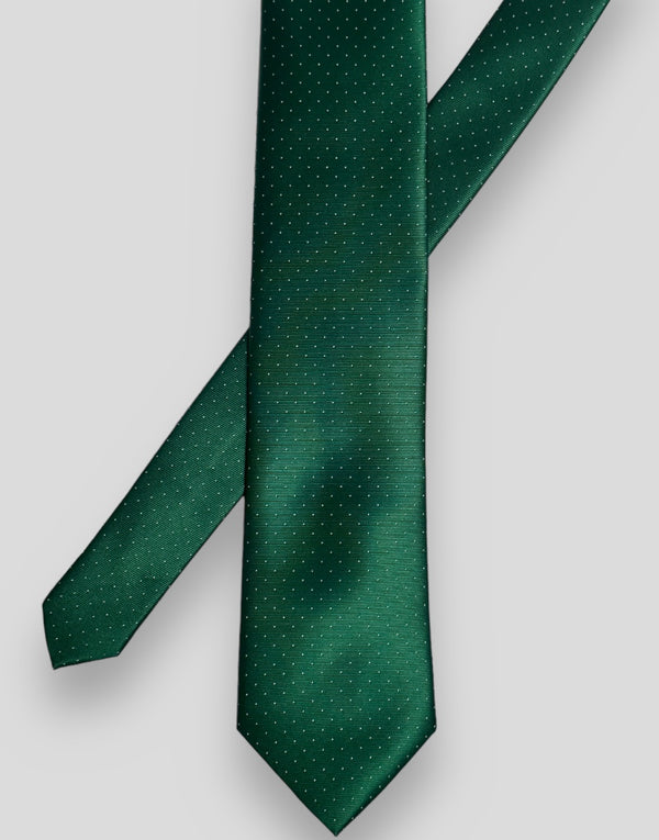 Corbata verde topitos blancos