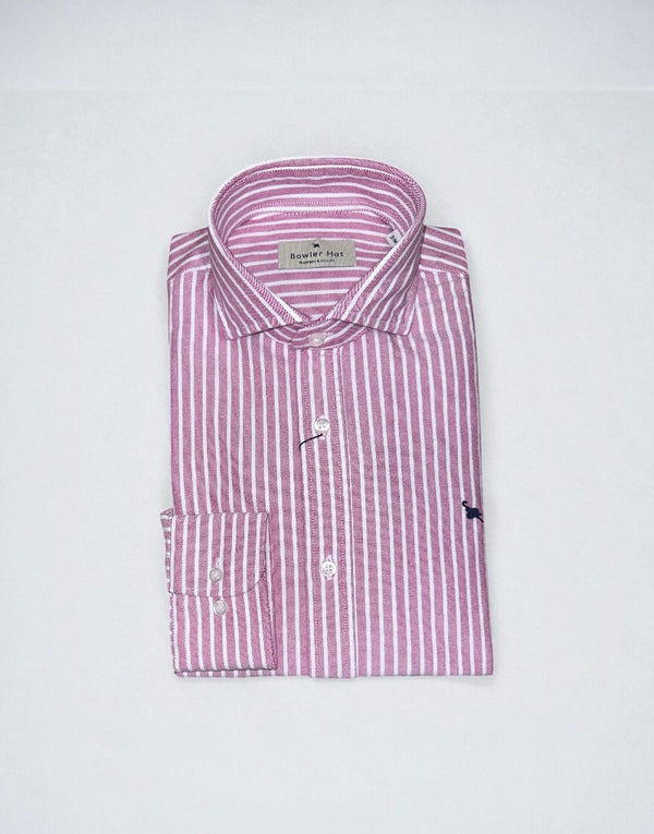 Camisa Italia oxford burdeos raya blanca