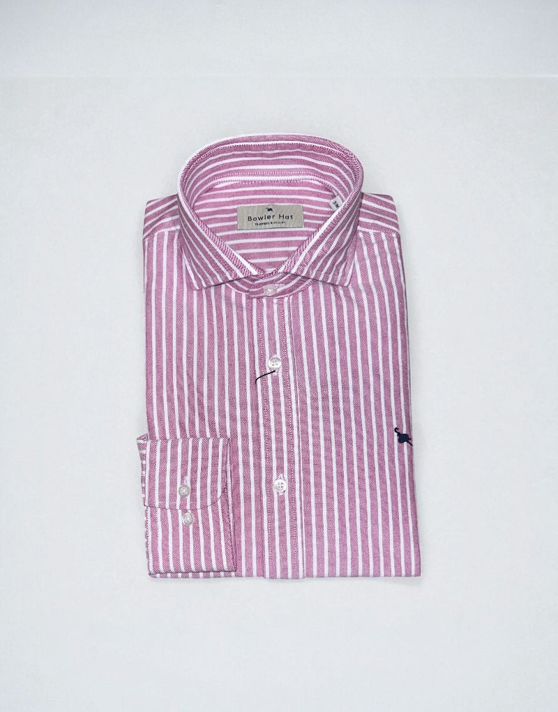 Camisa Italia oxford burdeos raya blanca