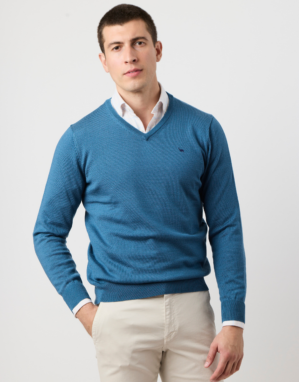 Jersey merino blend pico azul