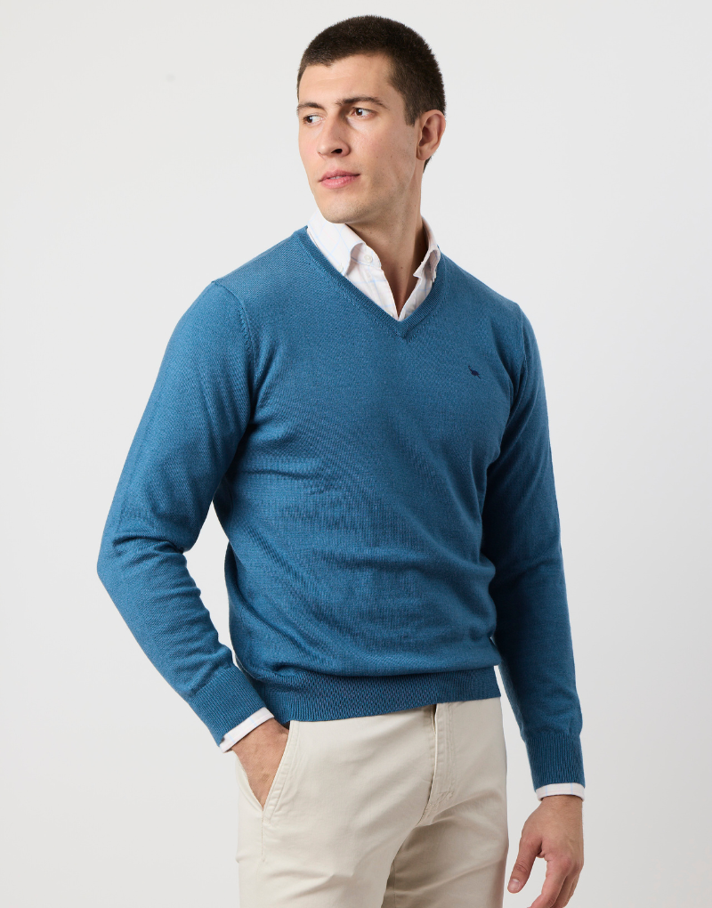 Jersey merino blend pico azul