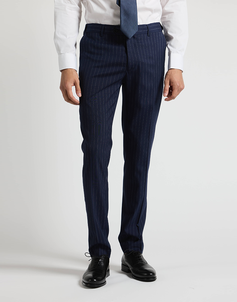 Traje cruzado raya diplomática azul marino