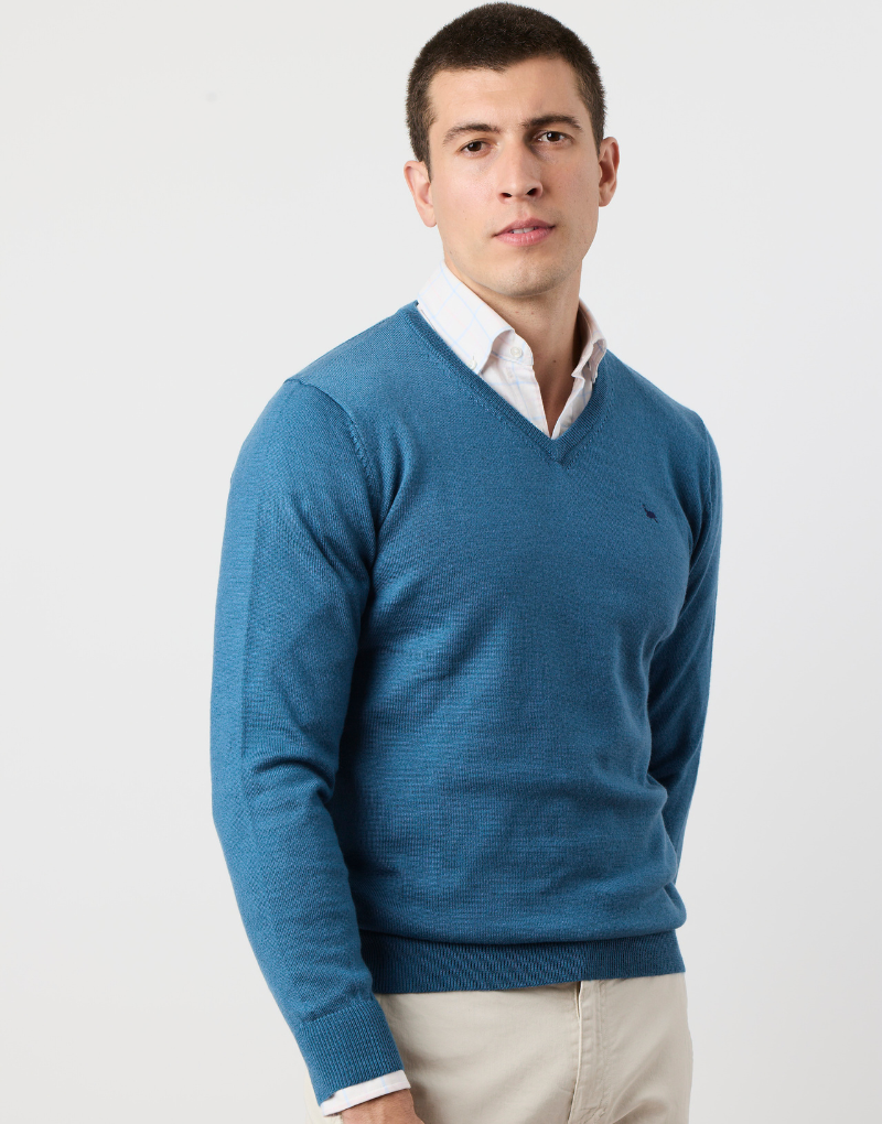 Jersey merino blend pico azul