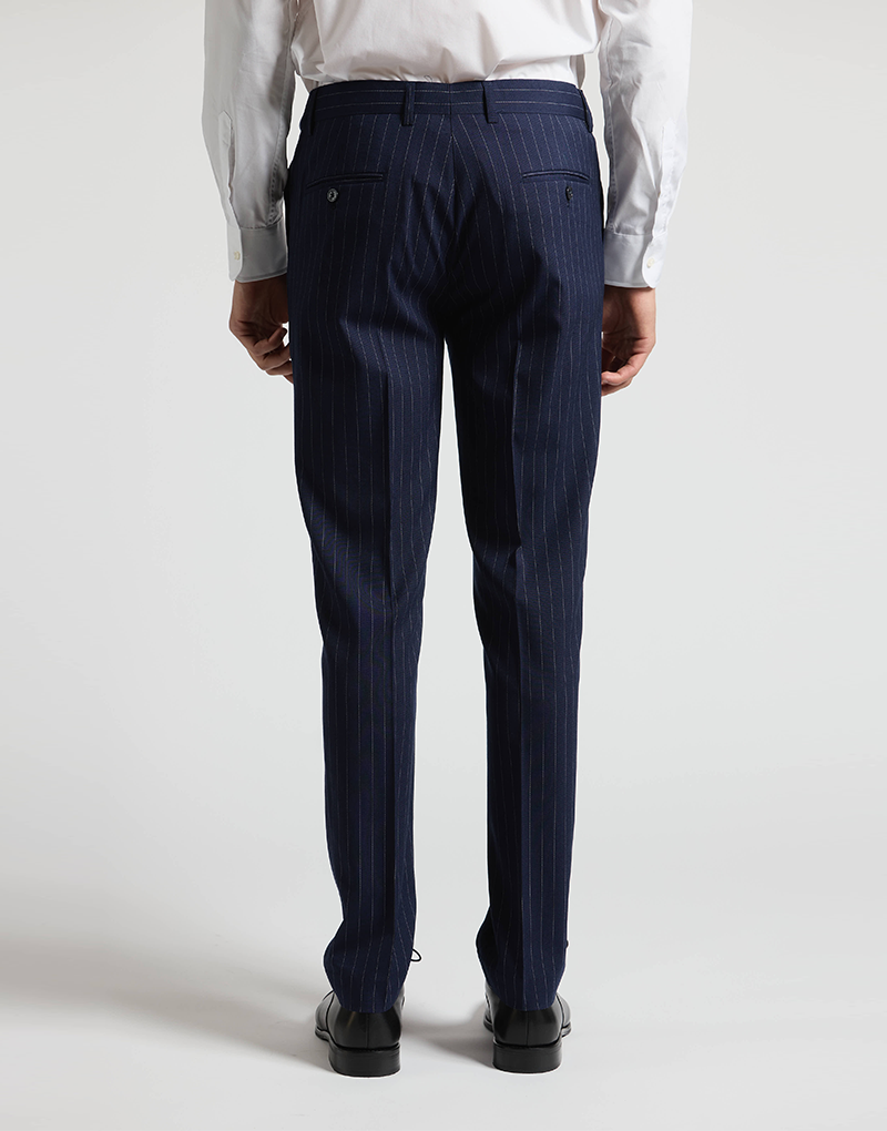 Traje cruzado raya diplomática azul marino