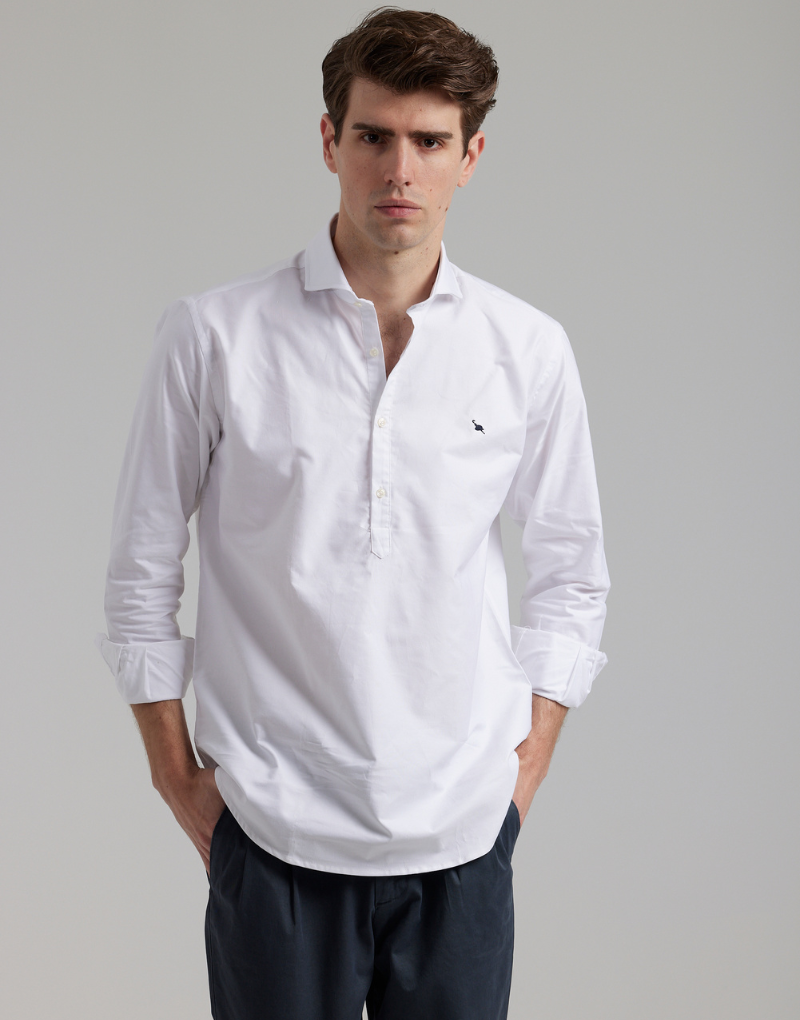 Camisa polera blanca lisa oxford