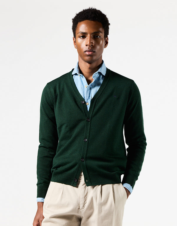 Cardigan basic verde botella