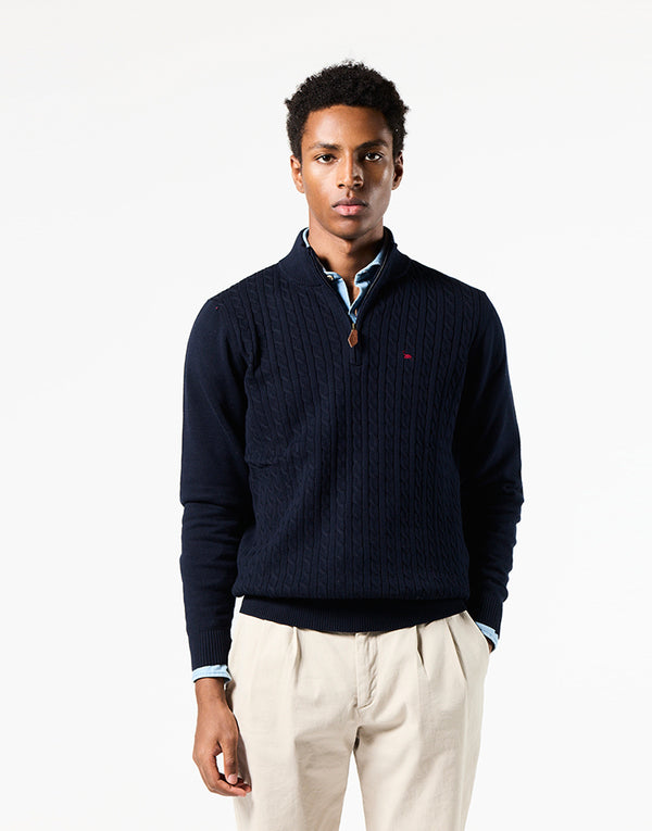 Jersey zip ochos azul marino