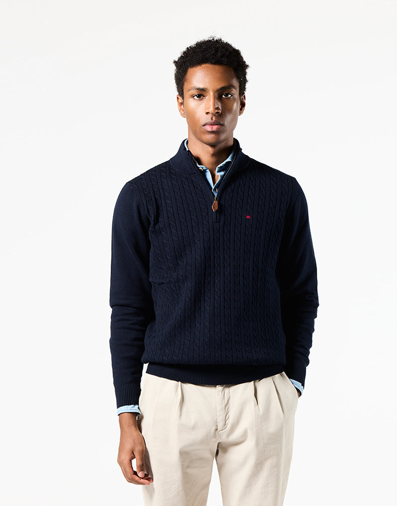 Jersey zip ochos azul marino