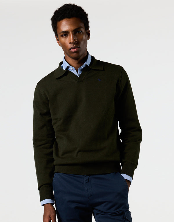 Jersey cuello polo khaki