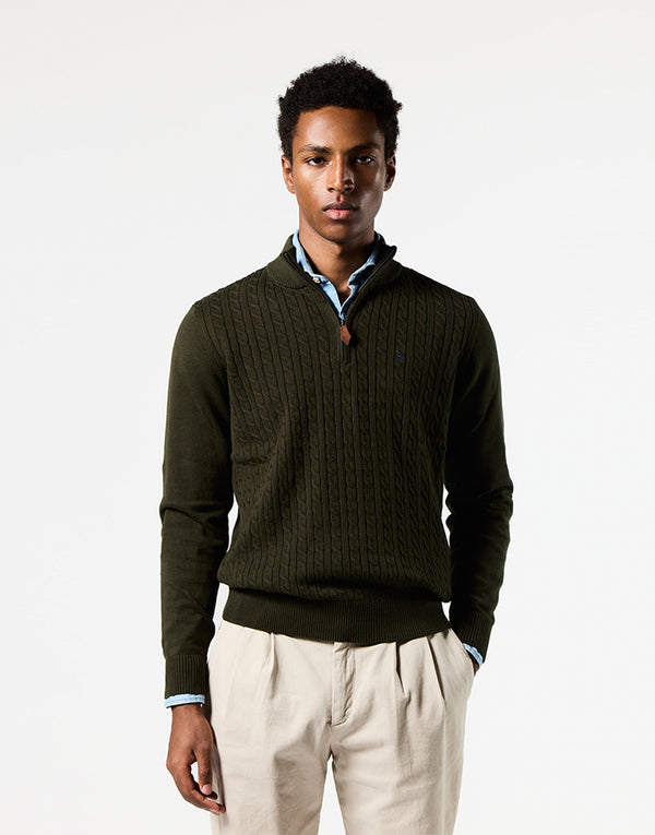 Jersey zip ochos khaki