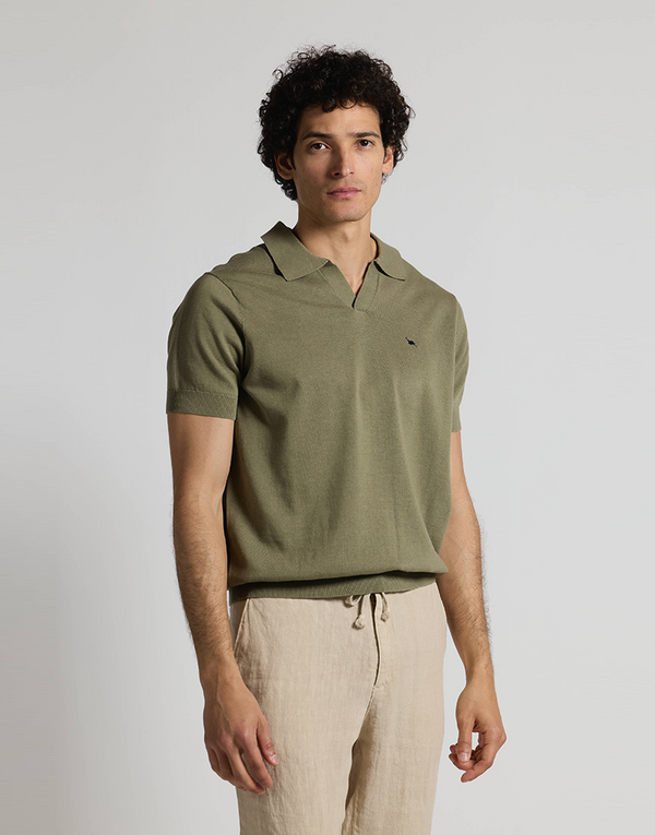 Polo punto manga corta khaki