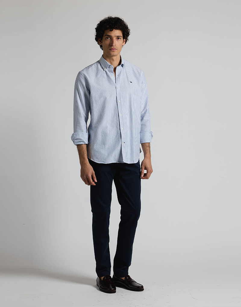 Camisa oxford rayas azul marino button down