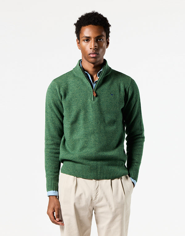 Jersey cremallera lambswool verde oliva