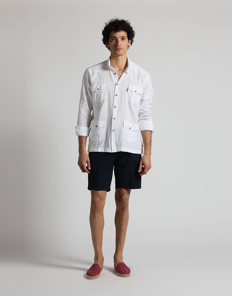 Camisa casual 4 bolsillos blanca