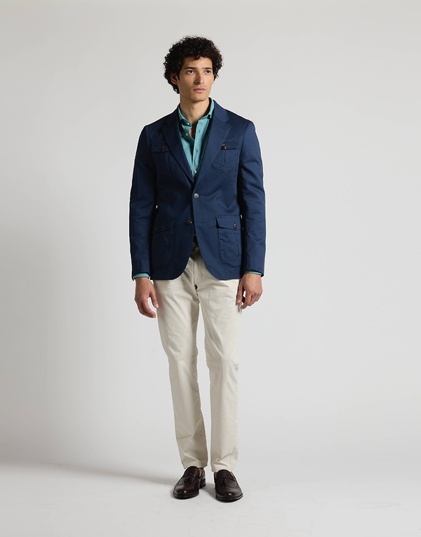 Americana cotton 4 bolsillos azul