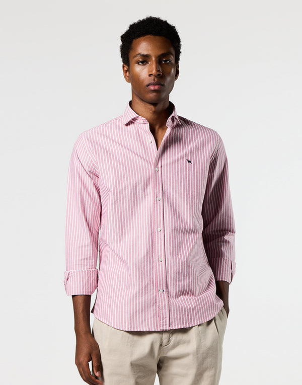 Camisa Italia oxford burdeos raya blanca