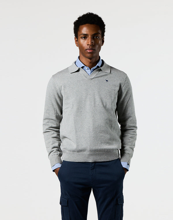 Jersey cuello polo gris