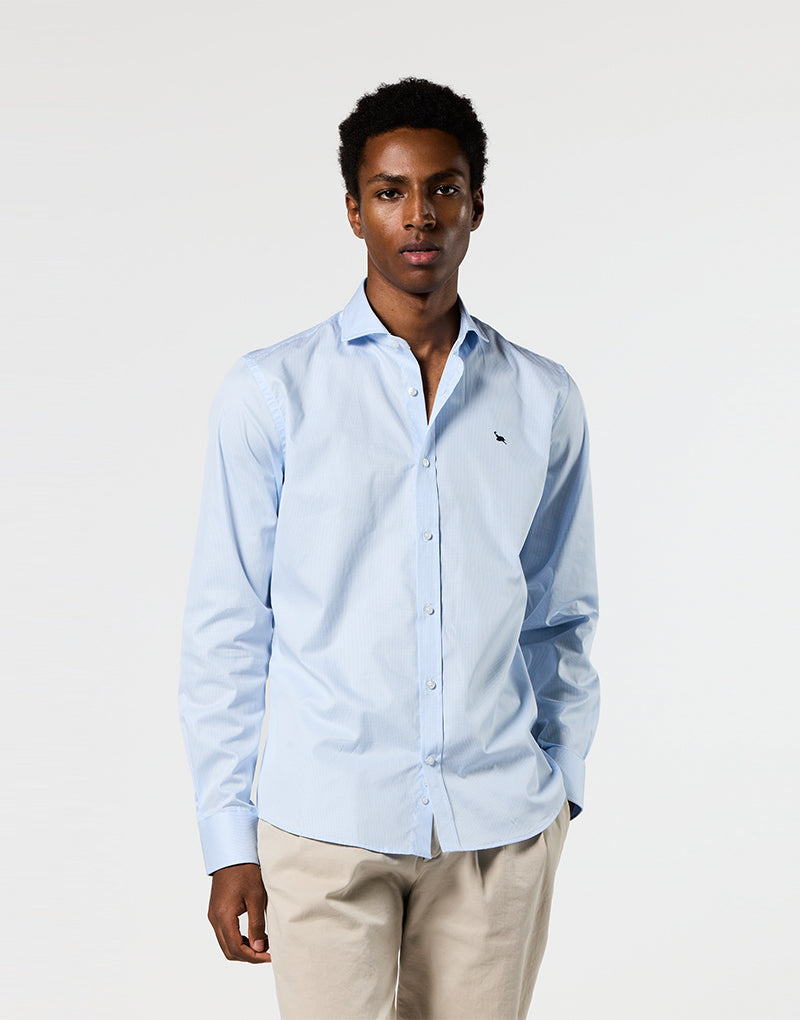 Camisa Italia mini cuadro celeste