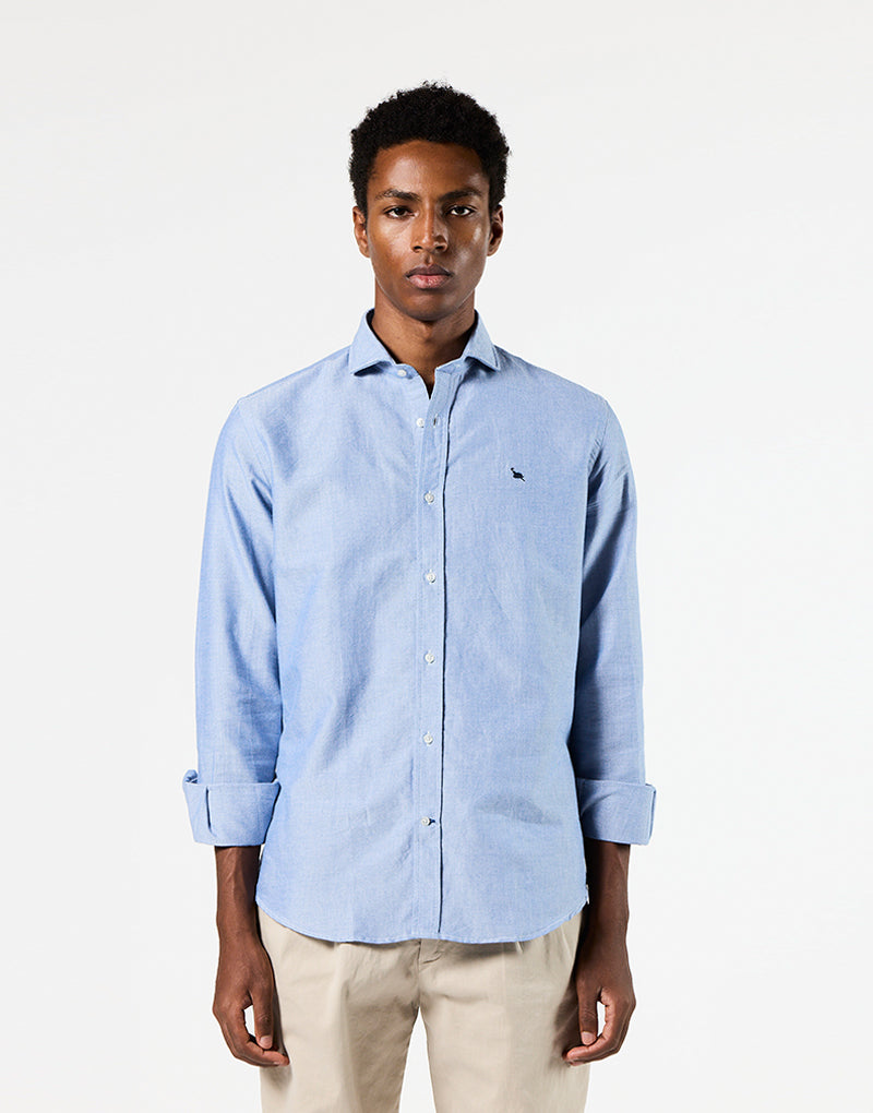 Camisa italia oxford lisa azul oscuro