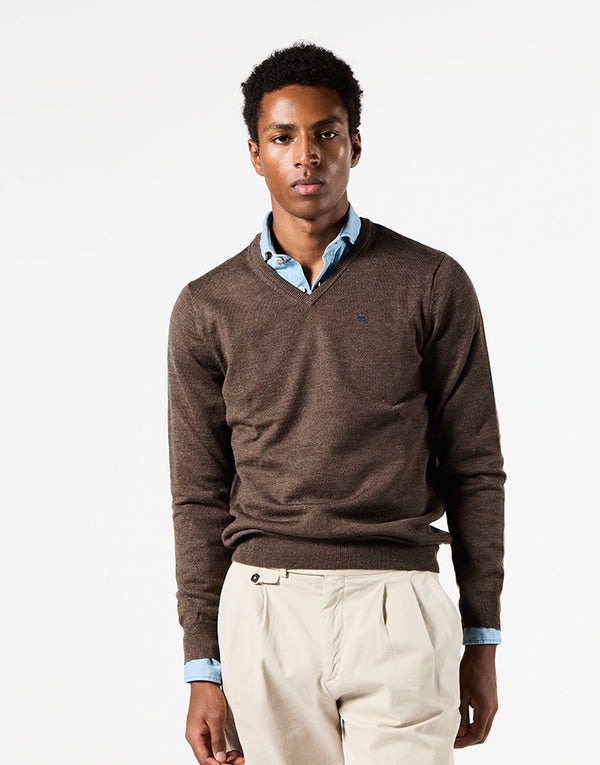 Jersey merino blend pico marrón