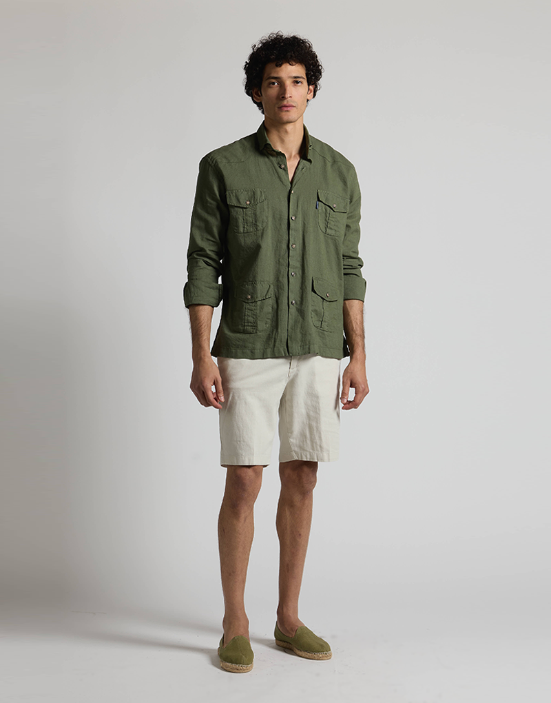 Camisa casual 4 bolsillos khaki