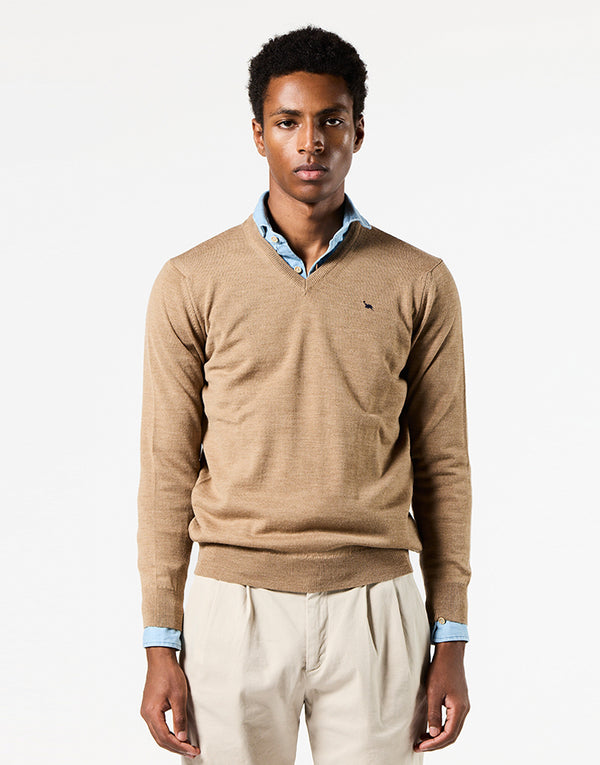 Jersey beige merino pico