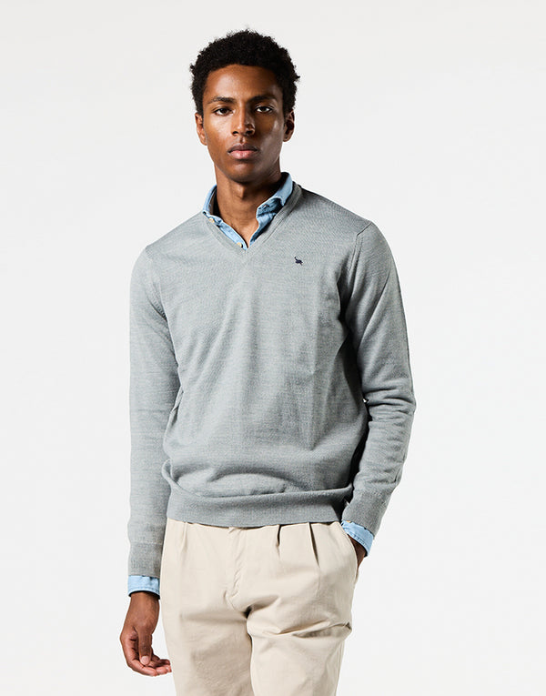 Jersey gris merino pico