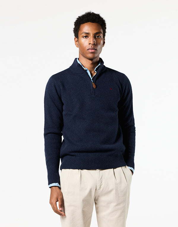 Jersey cremallera lambswool azul marino