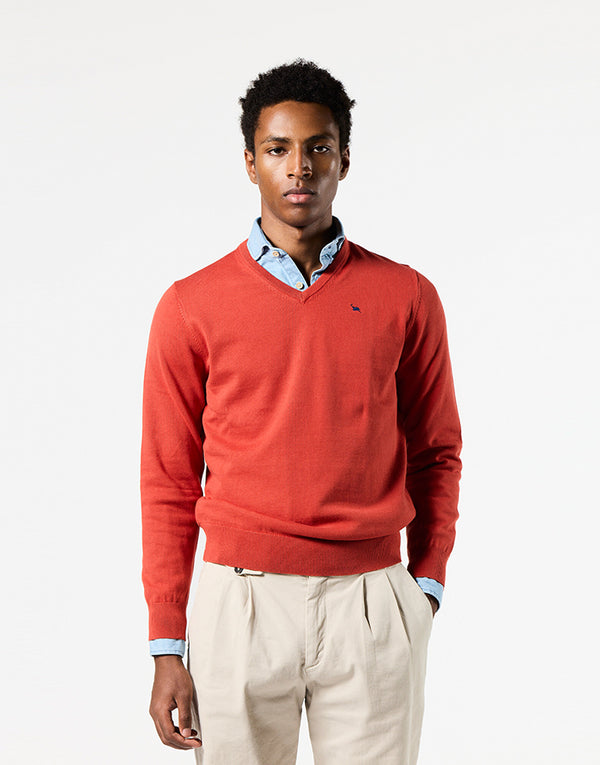Jersey algodón fine pico teja