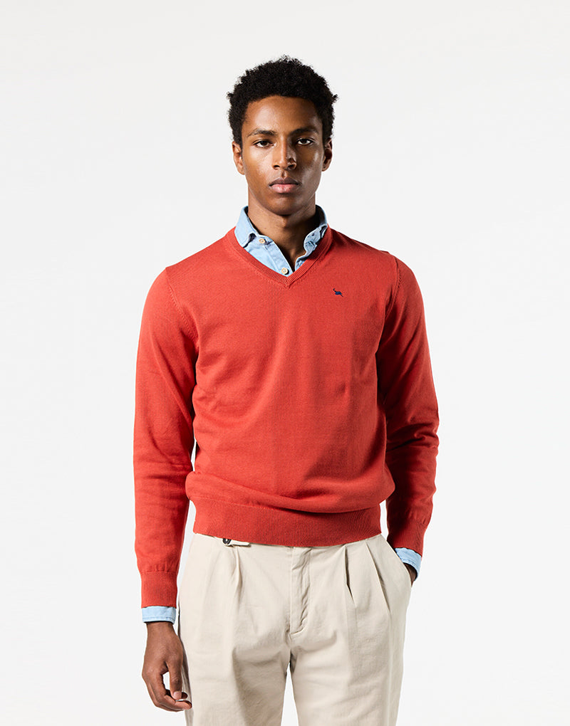 Jersey algodón fine pico teja