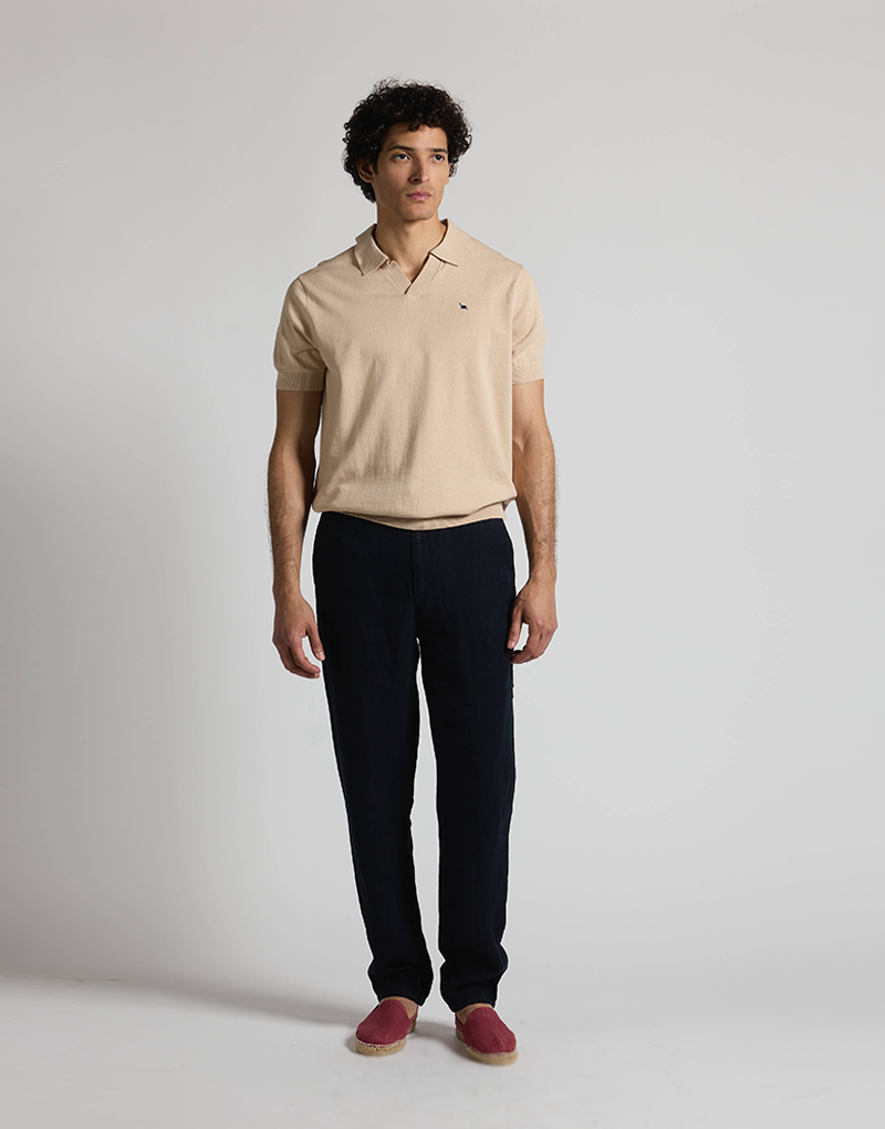 Polo punto manga corta camel