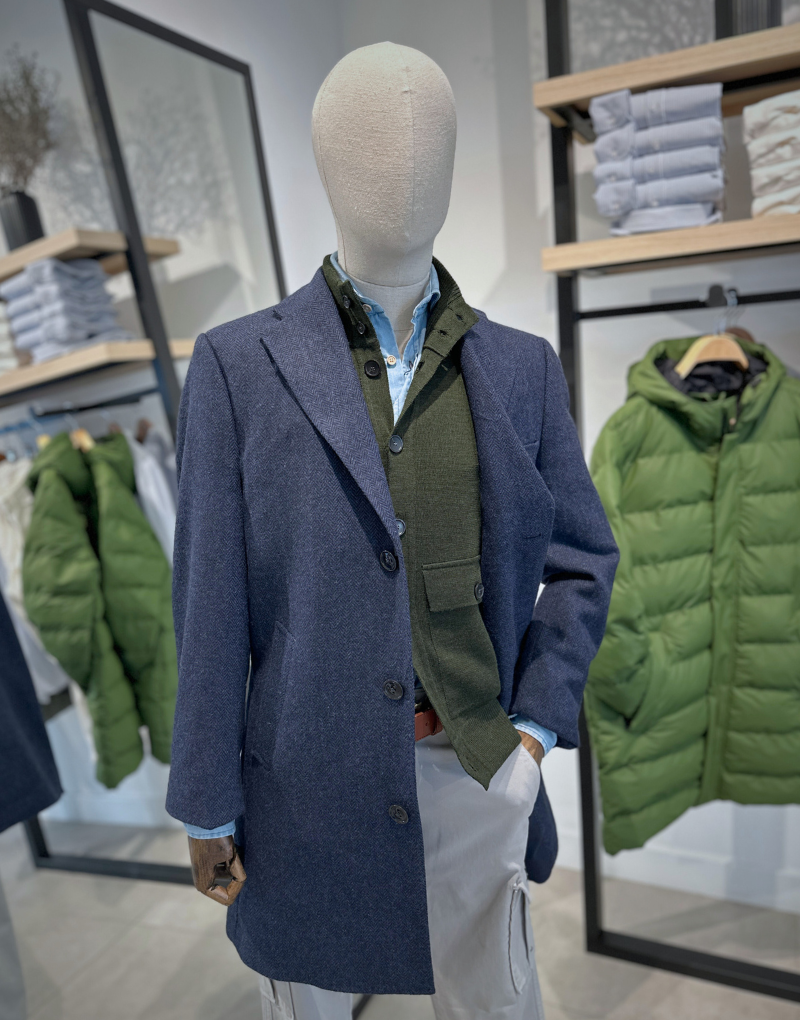 Abrigo corto espigas azul