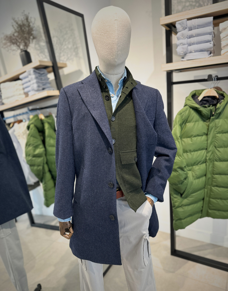 Abrigo corto espigas azul