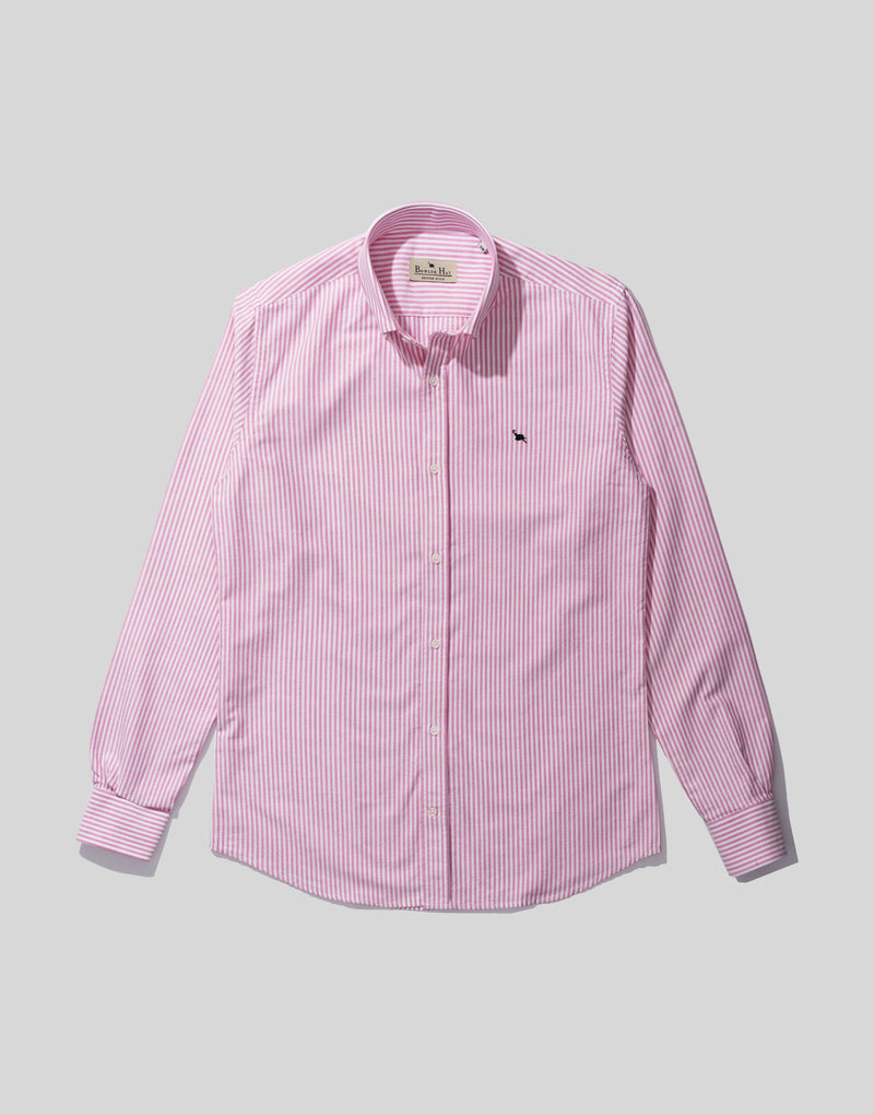 Camisa oxford rayas anchas fresa