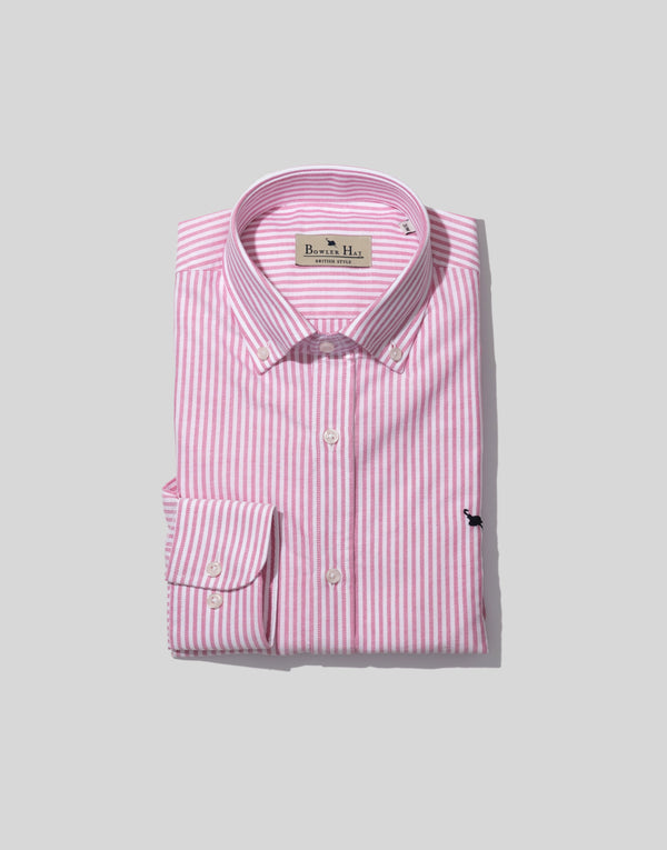 Camisa oxford rayas anchas fresa