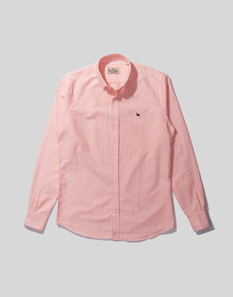 Camisa oxford rayas anchas naranja