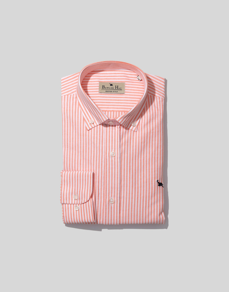 Camisa oxford rayas anchas naranja