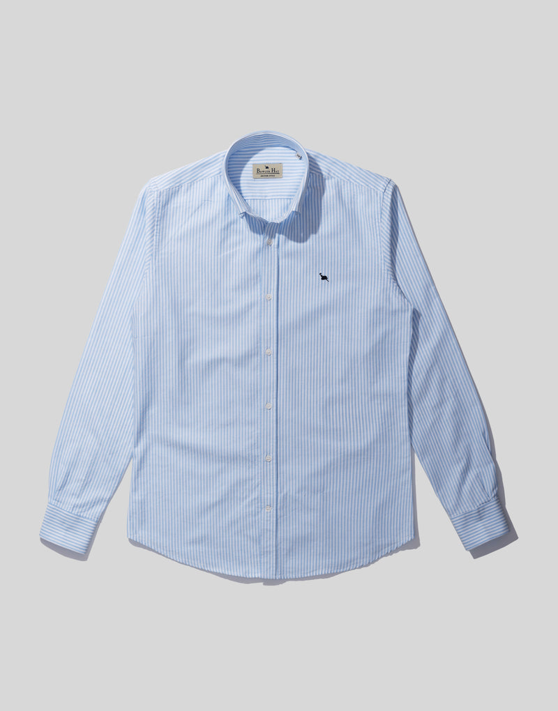 Camisa oxford rayas anchas azul