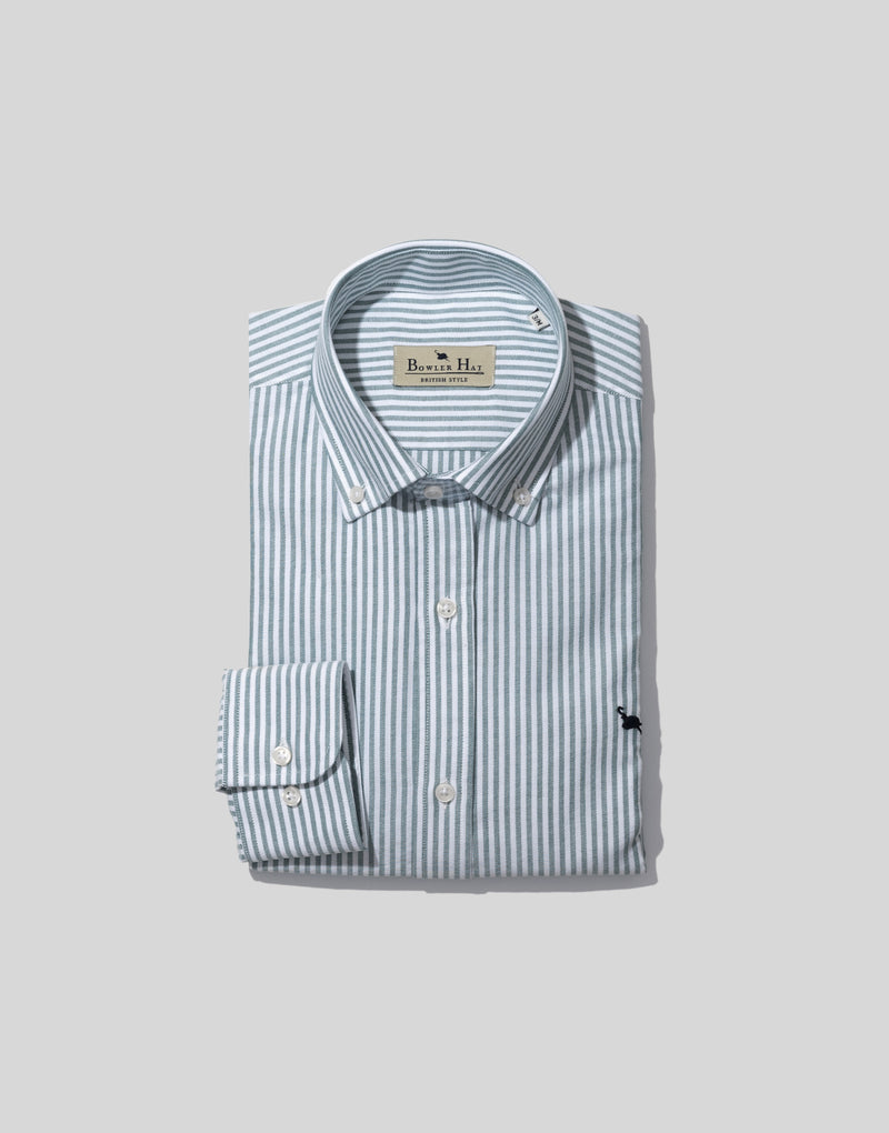 Camisa oxford rayas anchas verde