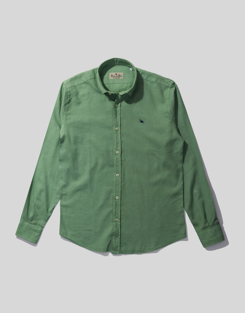 Camisa mix lino botón algodón verde