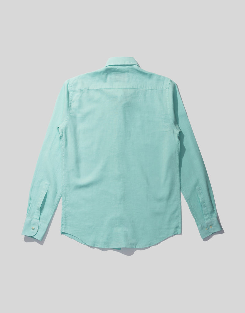 Camisa mix lino botón algodón verde agua