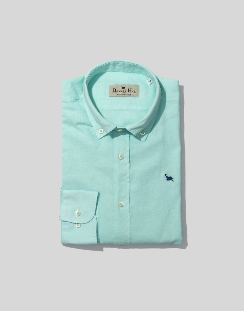 Camisa mix lino botón algodón verde agua