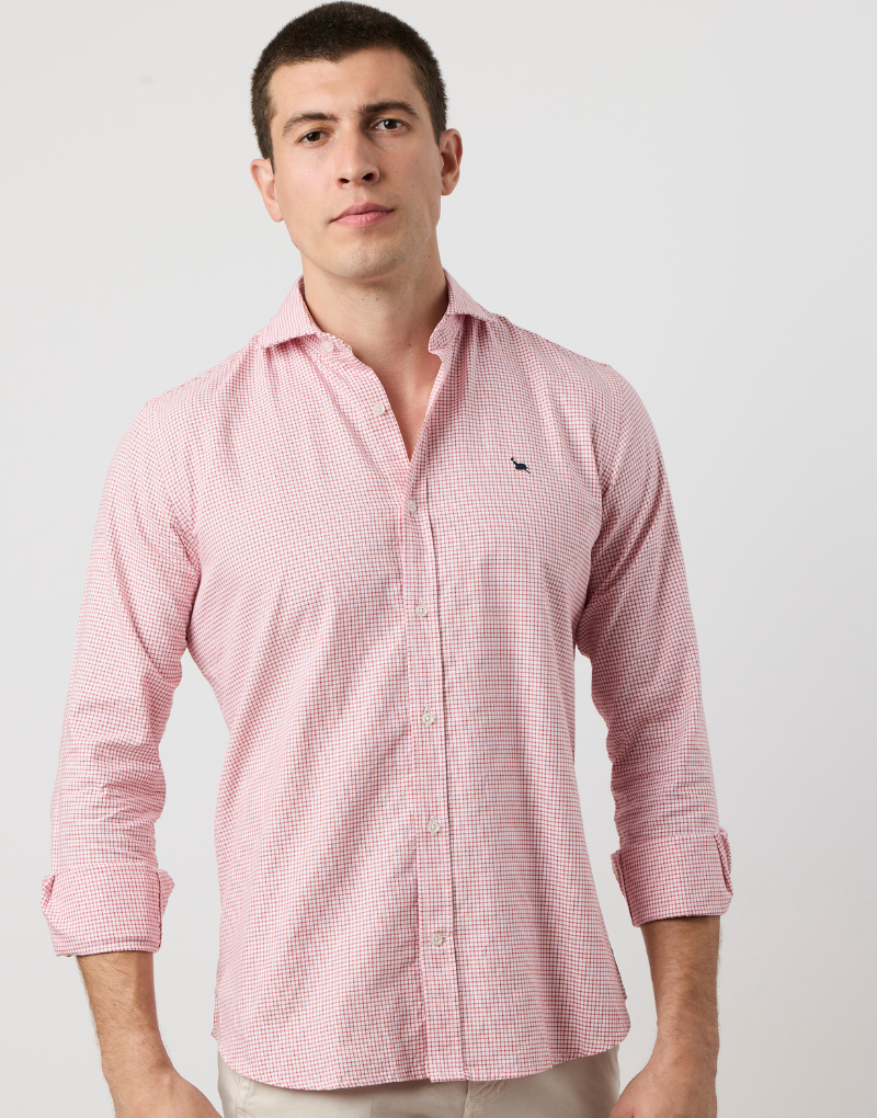 Camisa italia oxford mini cuadros fresa