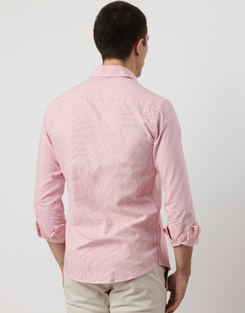 Camisa italia oxford mini cuadros fresa