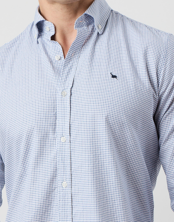 Camisa botón oxford mini cuadros marino