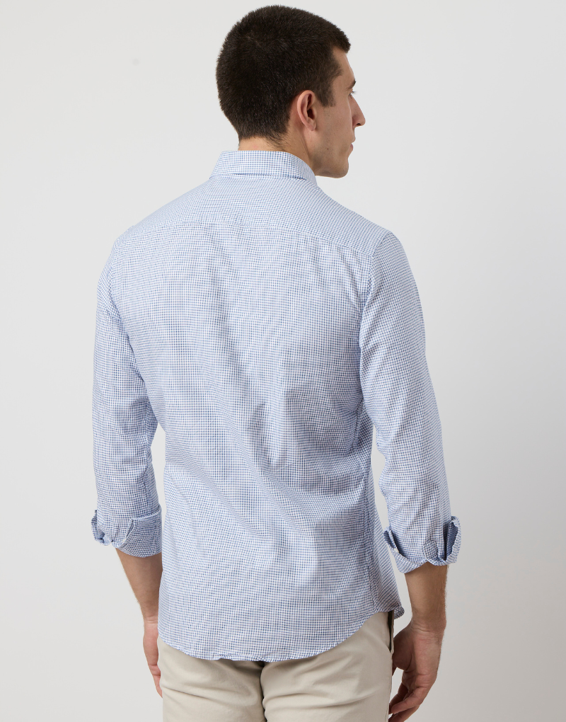 Camisa botón oxford mini cuadros marino