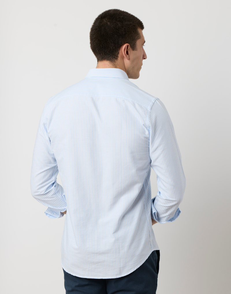 Camisa oxford rayas anchas azul