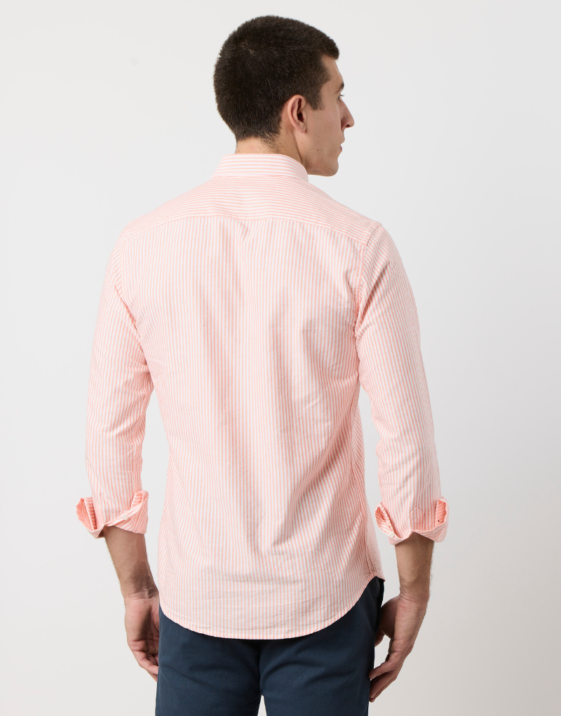 Camisa oxford rayas anchas naranja